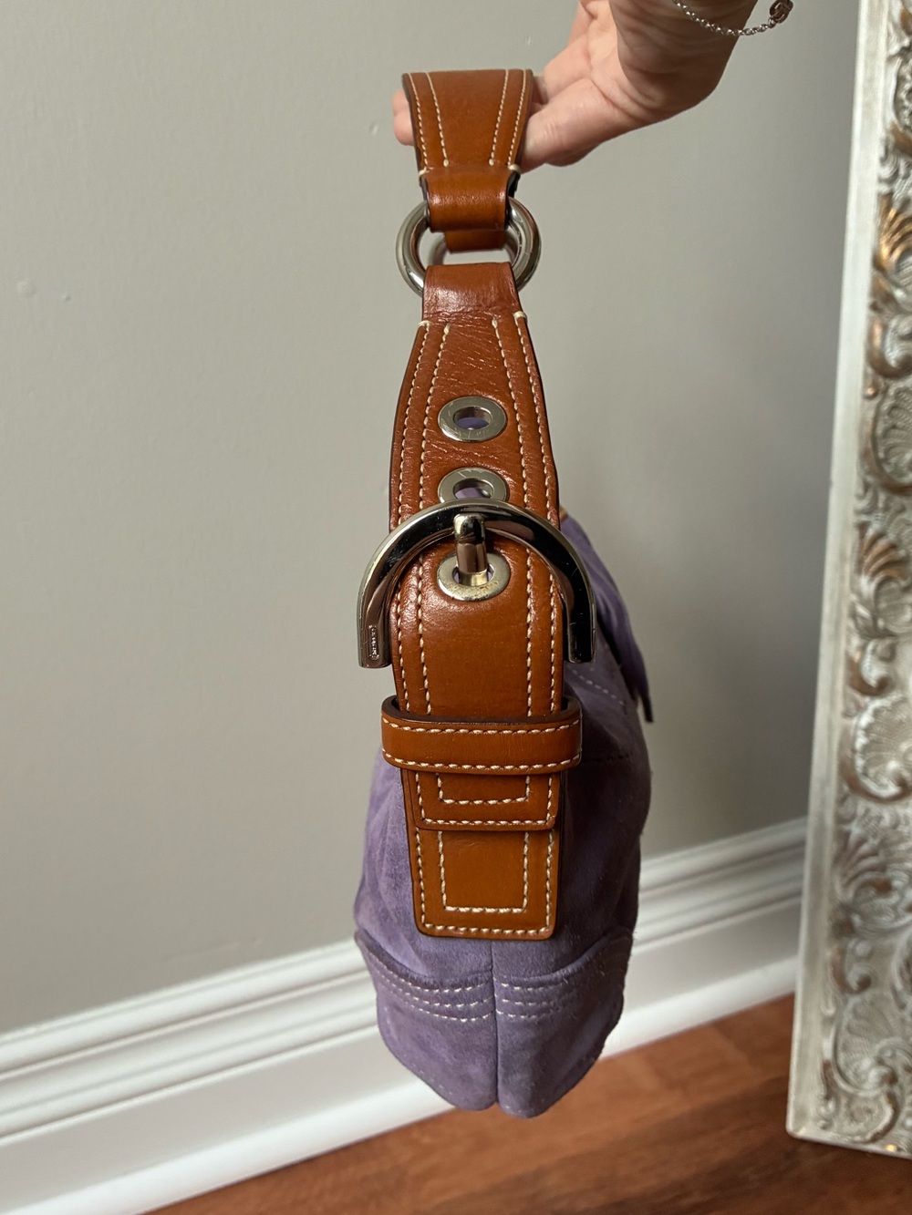Coach Vintage Y2K Suede Leather Shoulder Bag, Purple, 8A14 - Picture 8 of 15